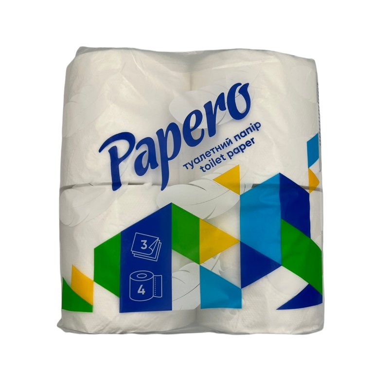 Папір туалетний Papero 3-х шарові, 150 л, 18,75 м, 4 рул/уп