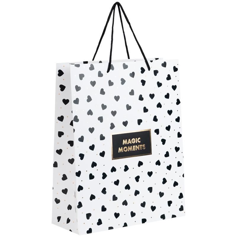 Паперовий подарунковий пакет, 26х32см, Black&White