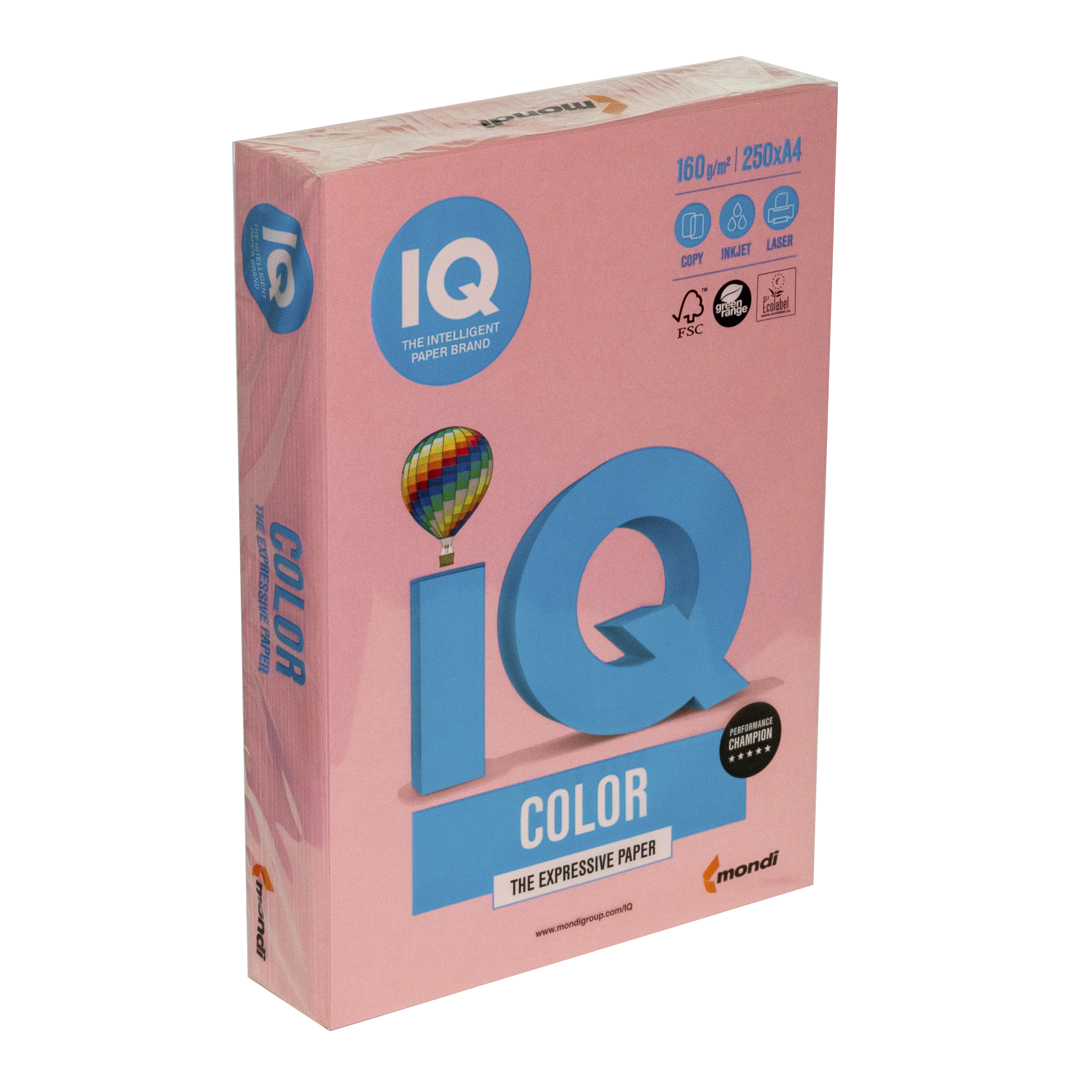 Папір кольоровий А4 IQ Color 160 г/м2 PI25 пастель рожевий 250 арк