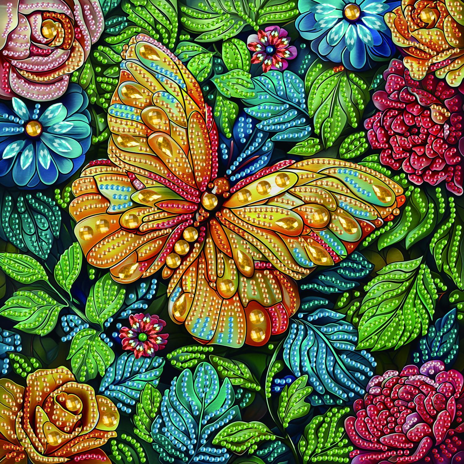 Алмазная мозаика 25×25 см Синяя бабочка