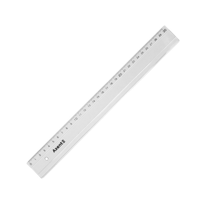 Линейка 30 см пластик Axent, прозрачная