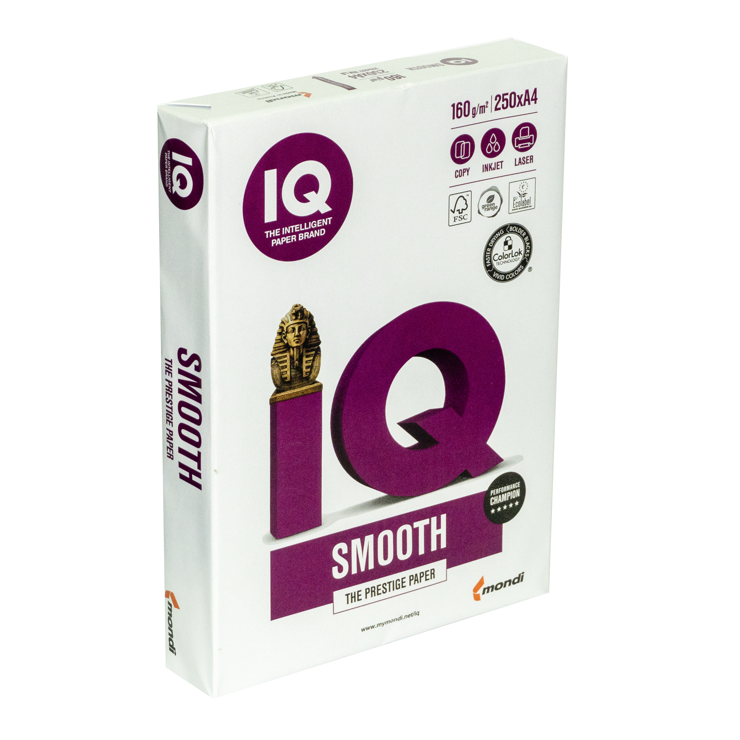 Папір для лазерного та струменевого друку А4 IQ Smooth 160 г/м2 250 арк