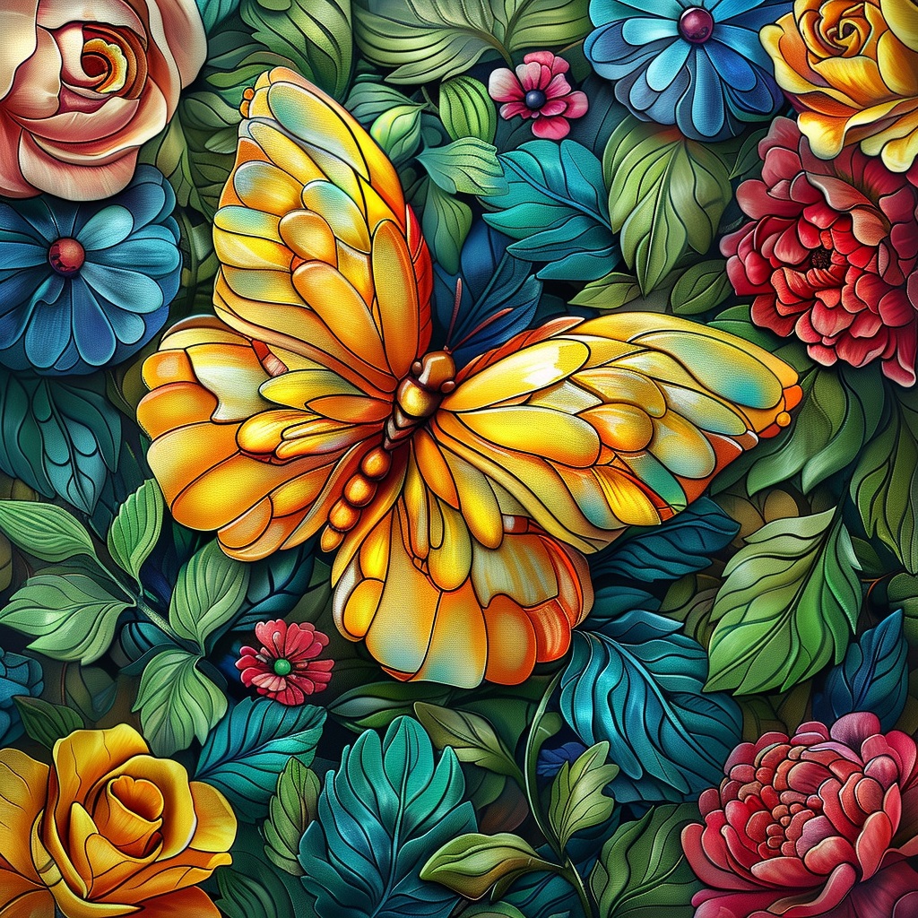 Алмазная мозаика 25×25 см Синяя бабочка