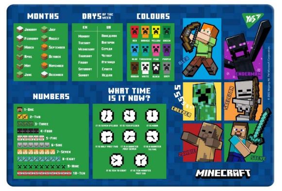 Підкладка настільна 43*29см Yes англ. Minecraft