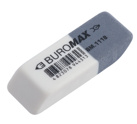 Гумка Buromax S комбінов. біло-сіра