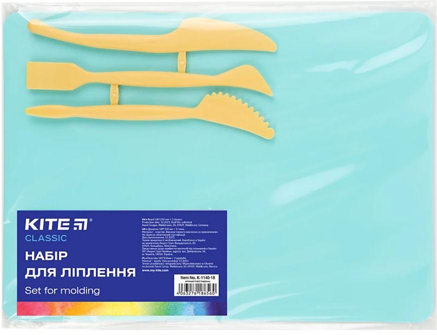 Дошка для пластиліну 180х250мм+3 стеки, м'ята