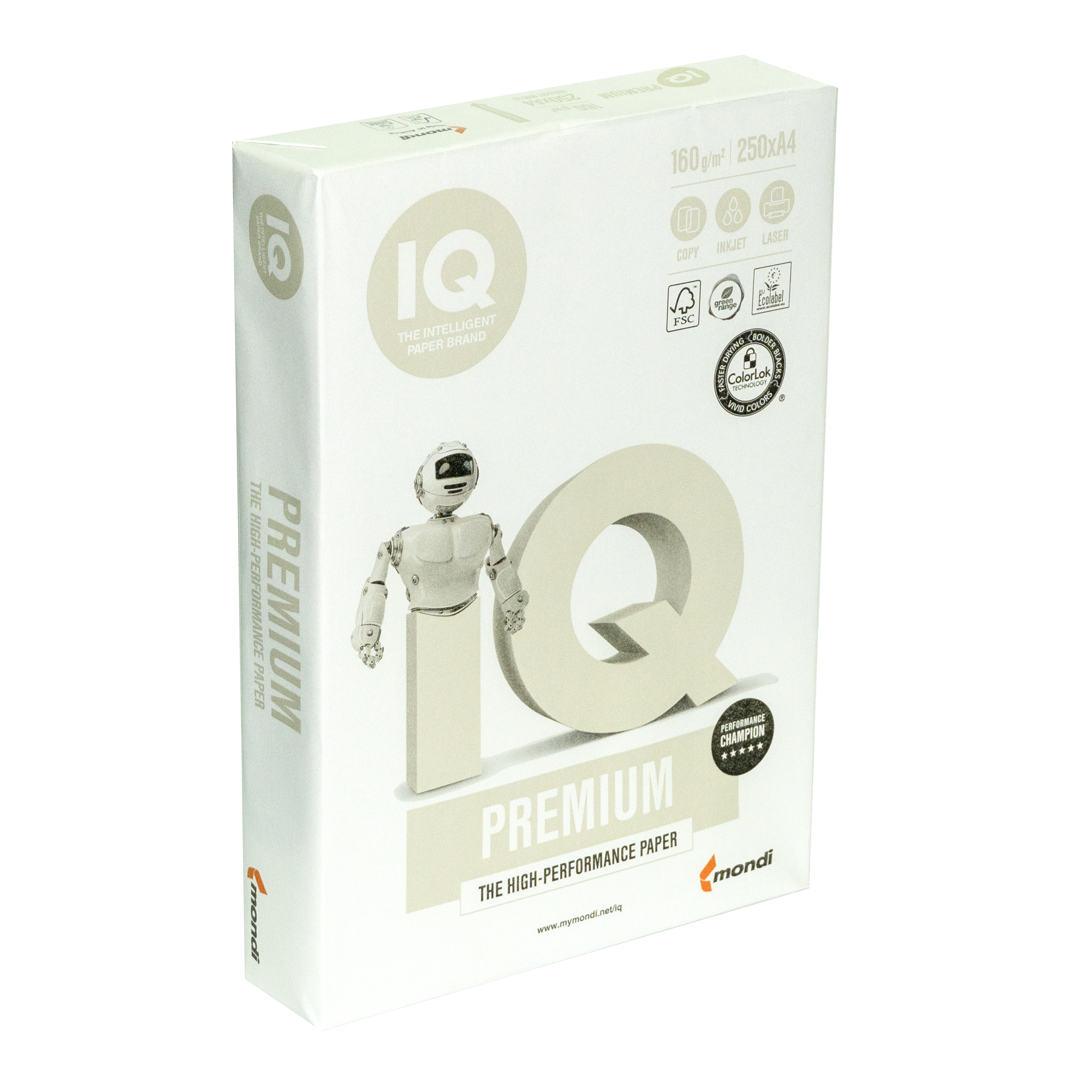 Папір для лазерного та струменевого друку А4 IQ Premium 160 г/м2 250 арк