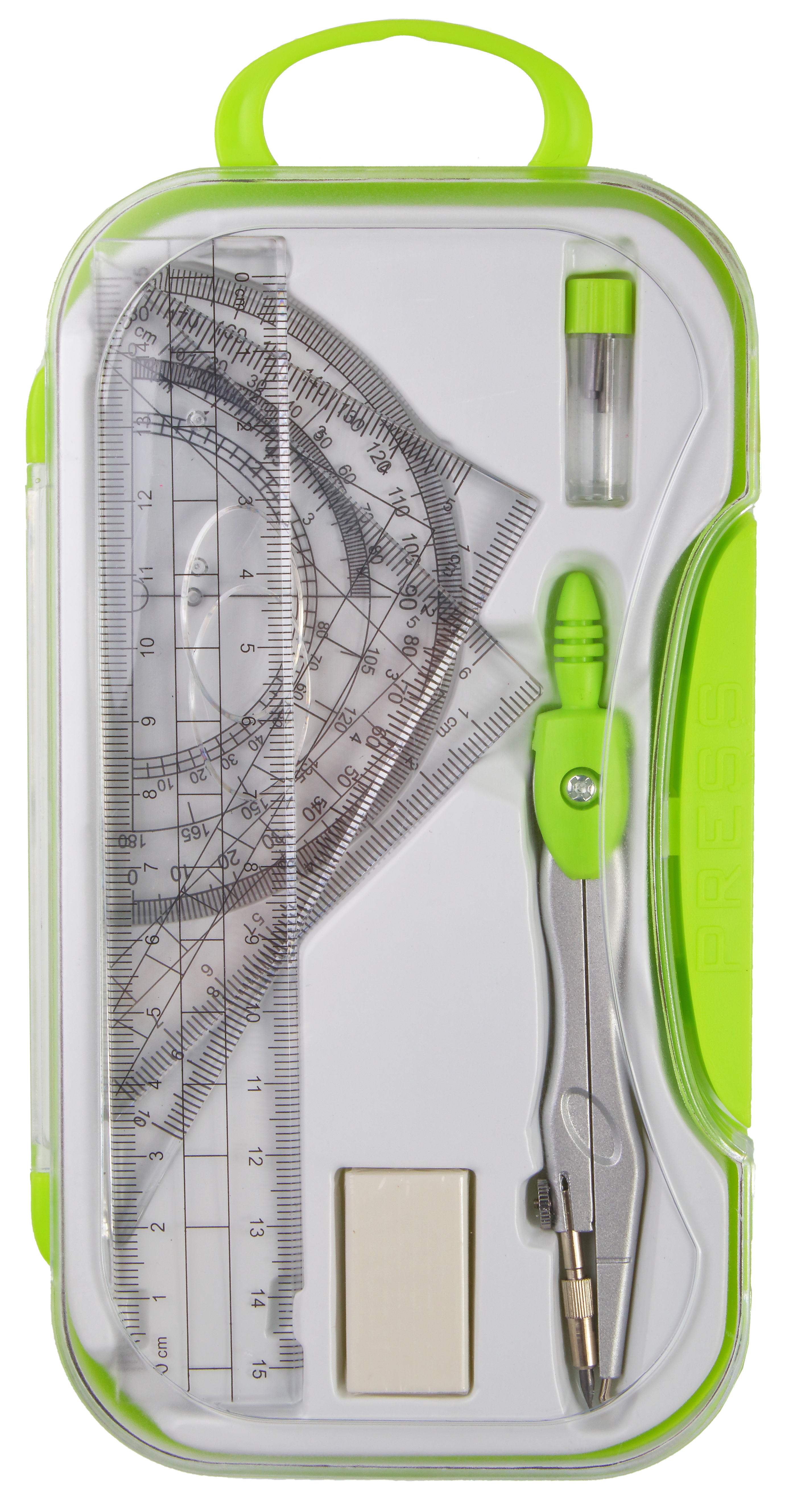 Готовальня 7 пр. Maxi, зеленая, кейс