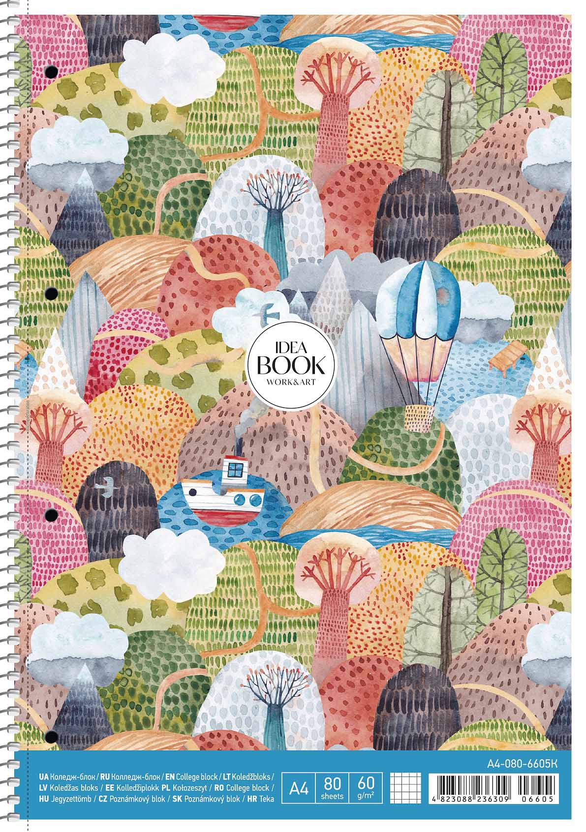 Коледж блок А4 80 арк спіраль клітинка STUDENT 6605 Асорті