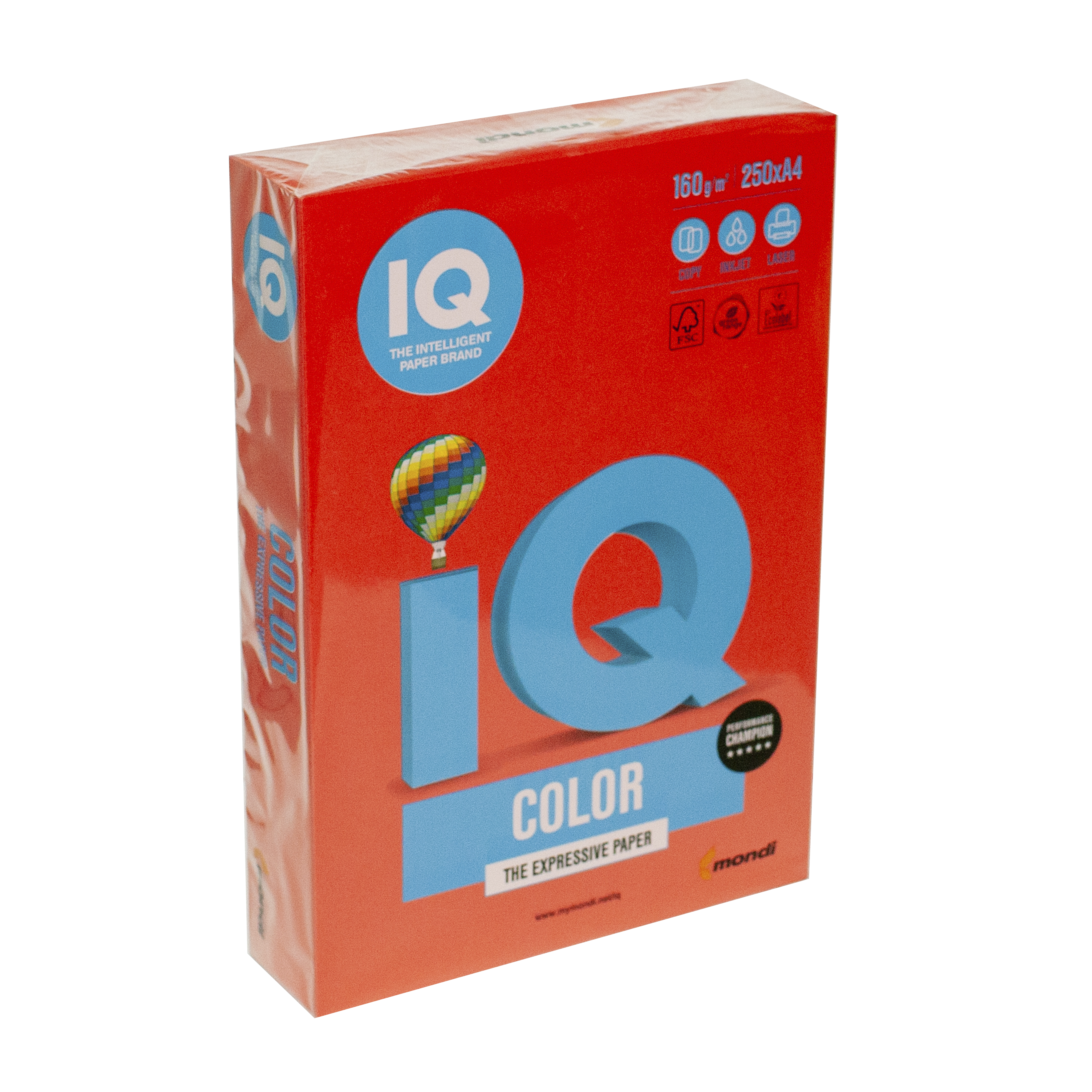 Папір кольоровий А4 IQ Color 160 г/м2 CO44 насичений коралово-червоний 250 арк