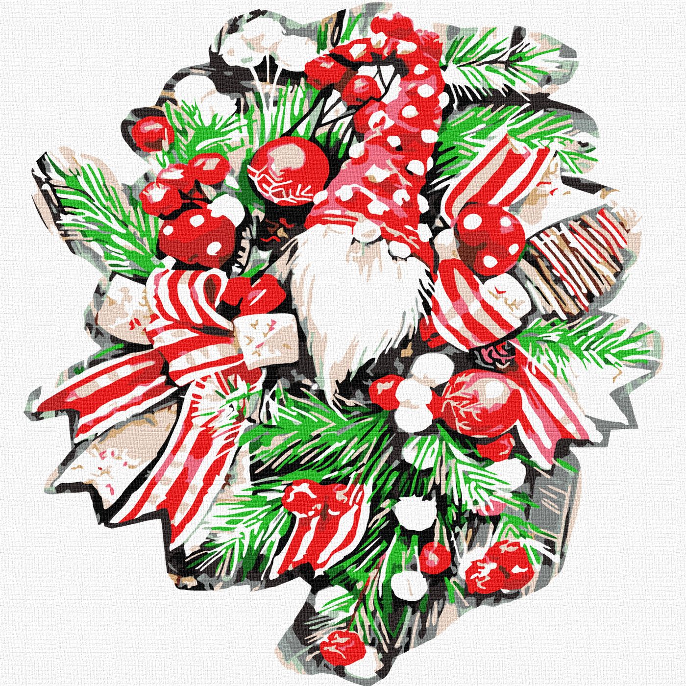 Картина за номерами 30×30 см Різдвяний вінок