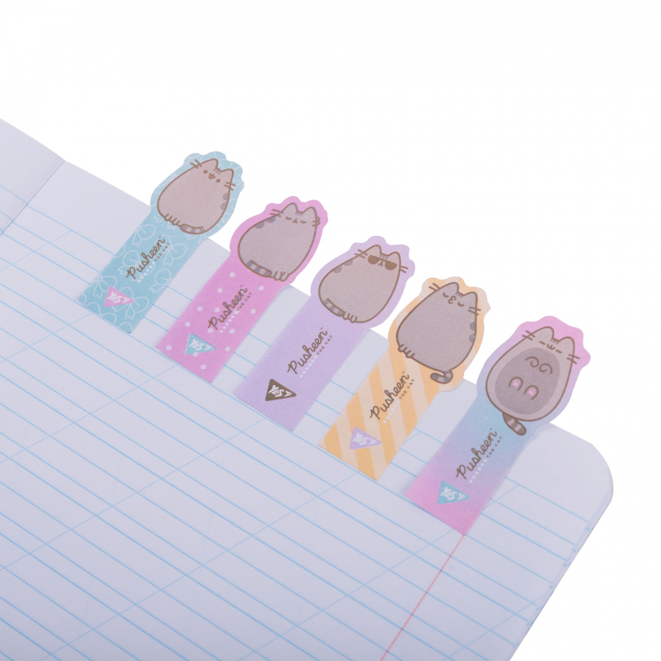 Стікери-закладки Yes Pusheen 50*22*100 л папір 5 кольорів