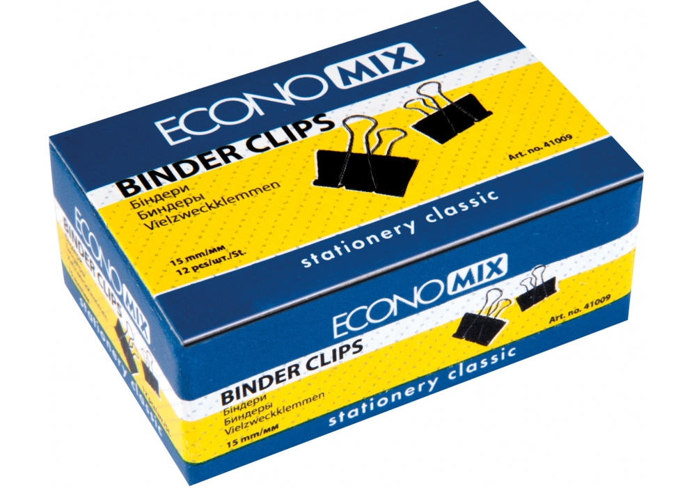 Біндери Economix 15 мм 12 шт чорні