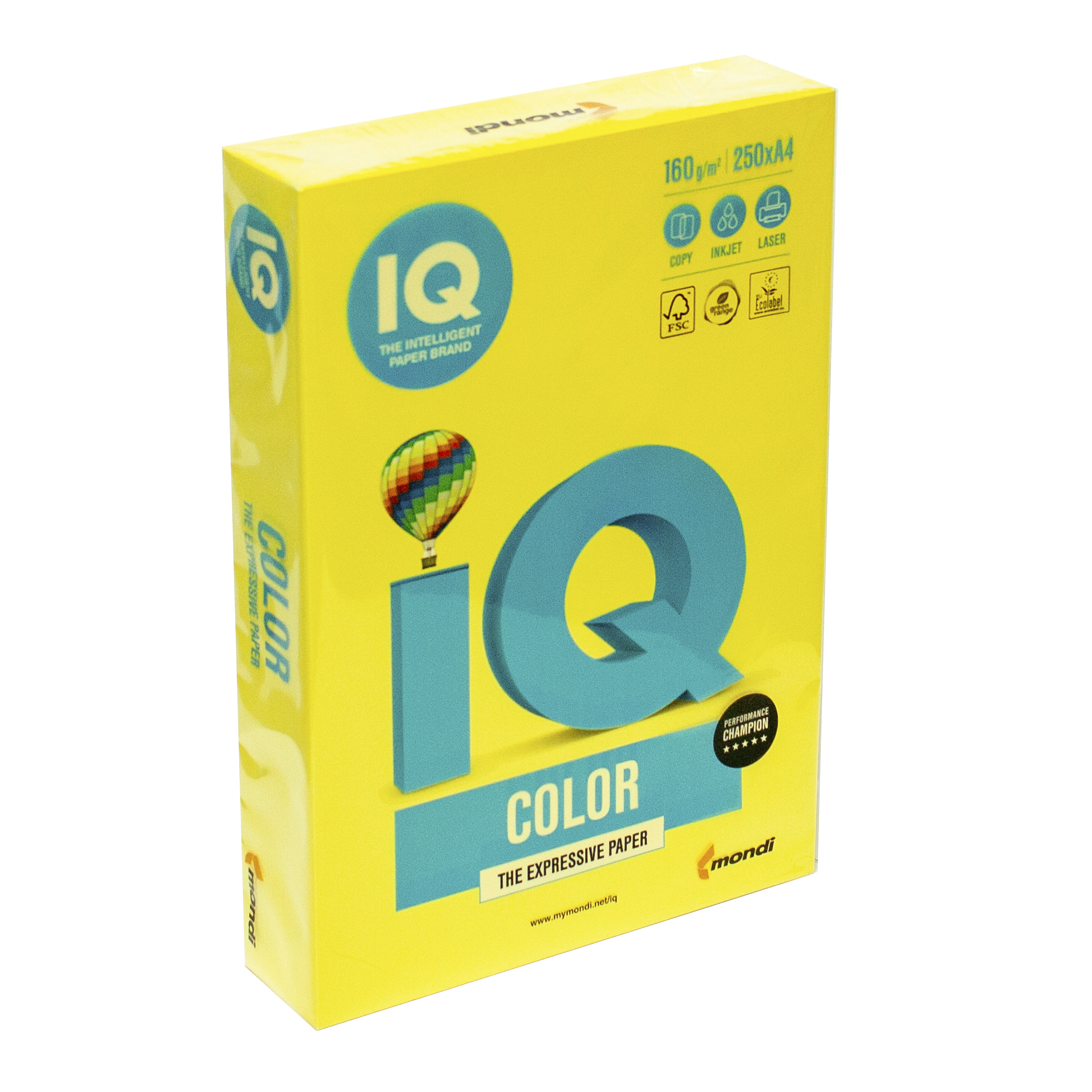 Папір кольоровий А4 IQ Color 160 г/м2 CY39 насичений жовтий 250 арк