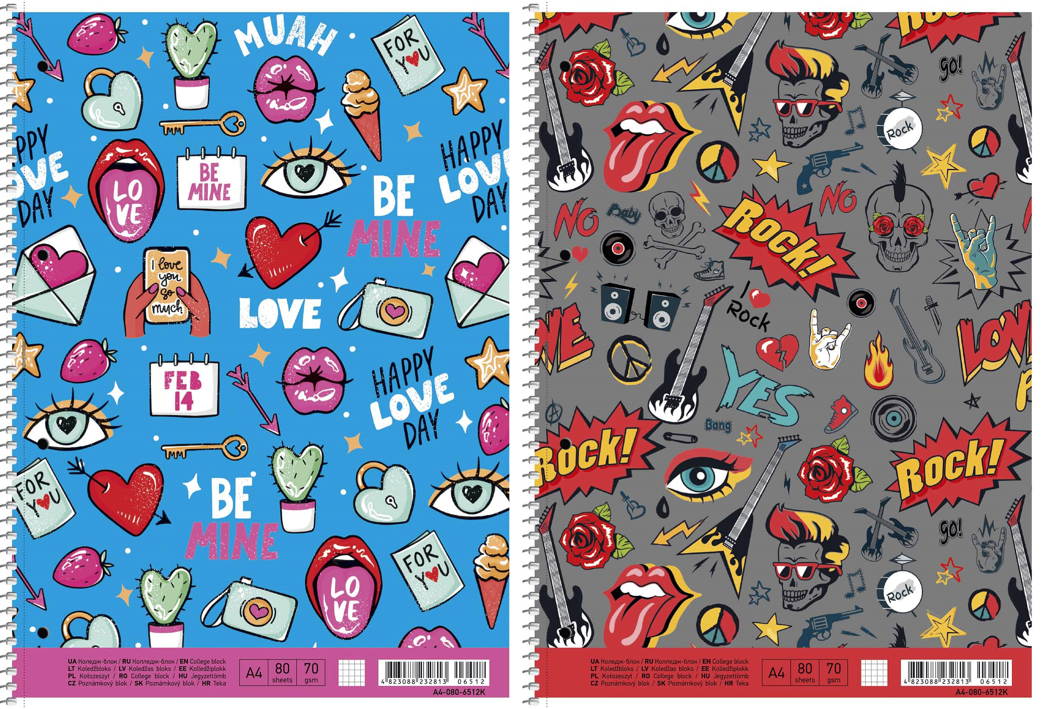 Колледж блок А4+ 80 арк спіраль клітинка виб УФ лак STUDENT 6512 Асорті