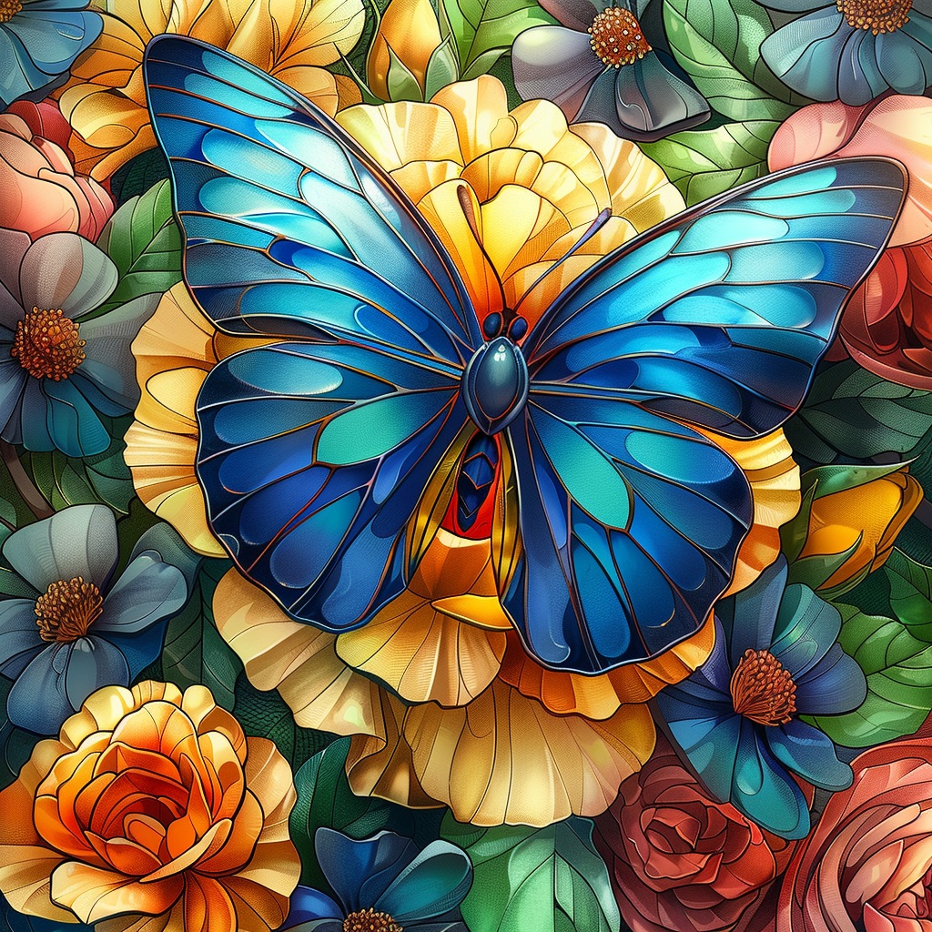 Алмазная мозаика 25×25 см Желтая бабочка