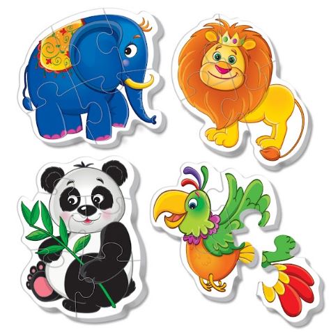 Пазли Baby puzzle Зоопарк: слон, лев, панда, птах 4 шт