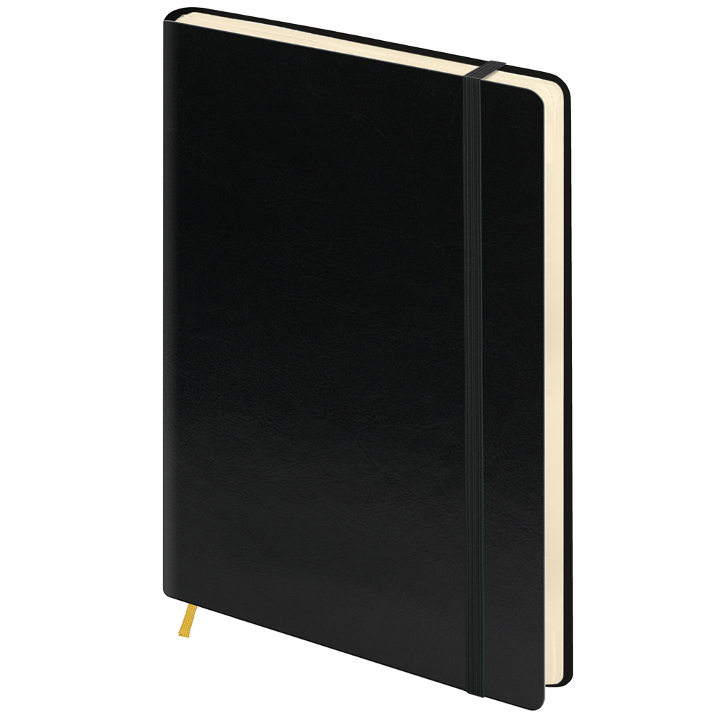 Щоденник недат. на гумці А5 екошкіра лінія чорний