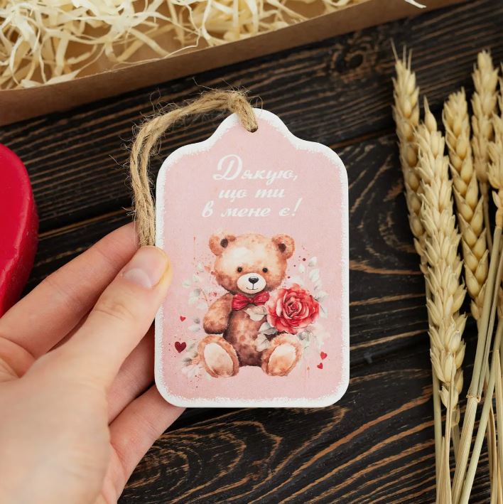 Открытка Ведмедик з трояндою