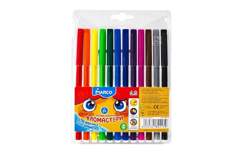 Фломастери Marco Super Washable 12 кол