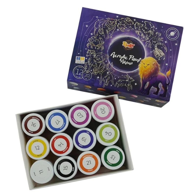 Краска акриловая 12*20 мл, RUDIX (851202)