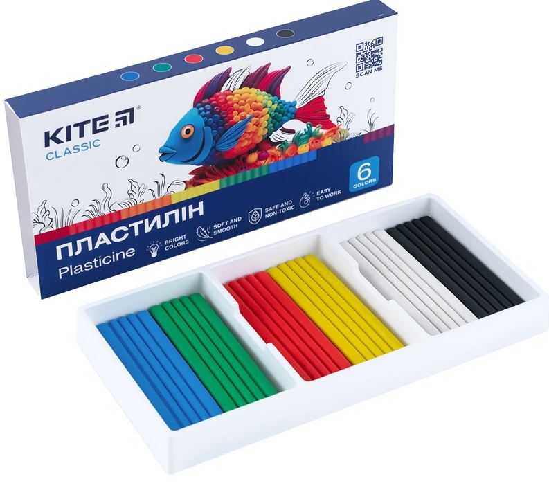 Пластилін Kite Classic 6 кол 120г