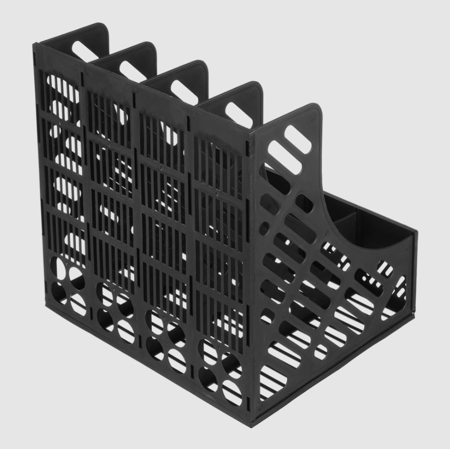 Лоток вертикальний пластик Buromax 4 відділення чорний