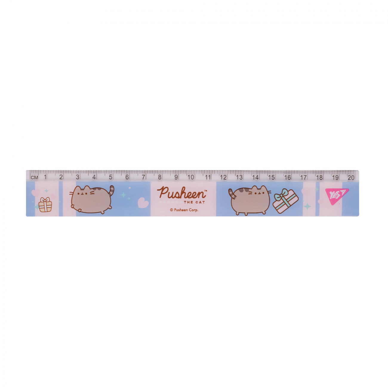 Линейка 20 см пластик Yes, Pusheen, розово-голубая