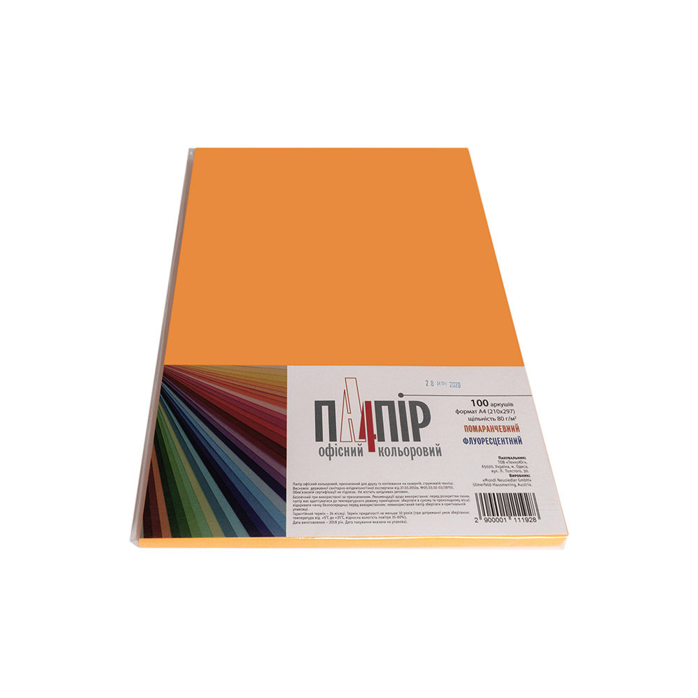 Папір кольоровий А4 IQ Color 80 г/м2 NEOOR неон помаранчевий 100 арк