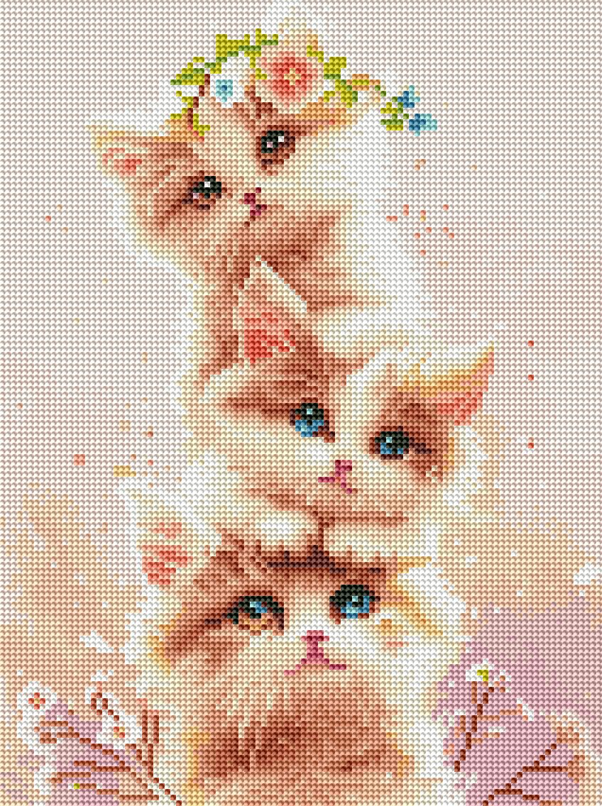 Алмазная мозаика 30x40 см Три котенка