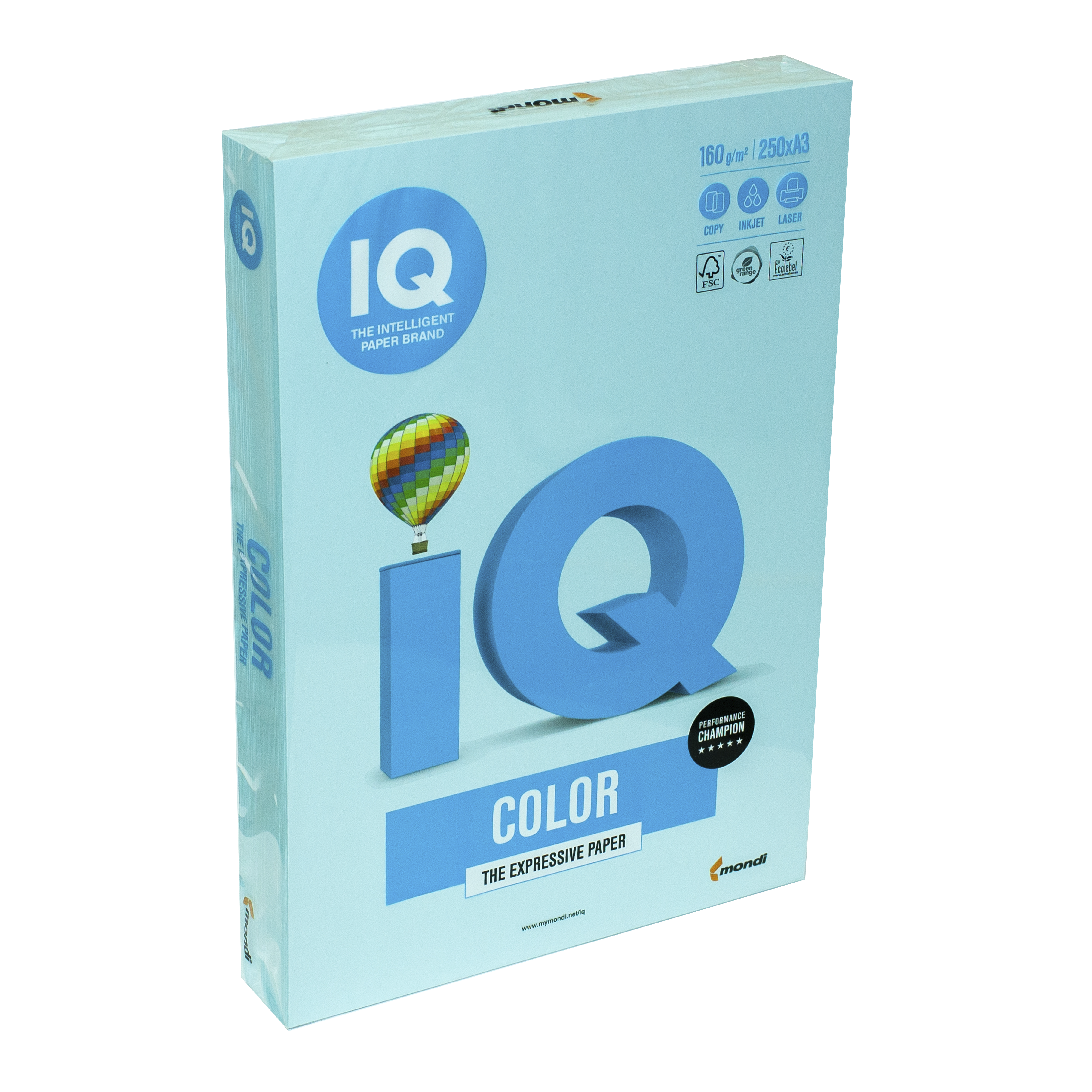 Папір кольоровий А3 IQ Color 160 г/м2 MB30 пастель блакитний 250 арк
