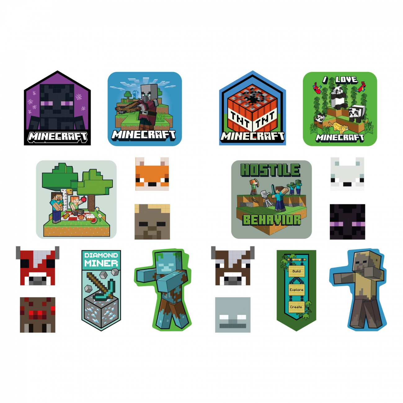 Набір наліпок 2D Yes Minecraft Characters