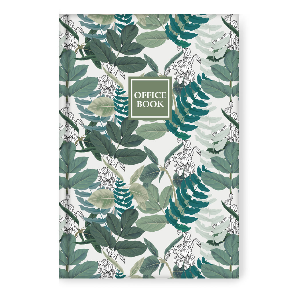 Книга обліку А4 100 арк тверда обкл лінія Зелене листя