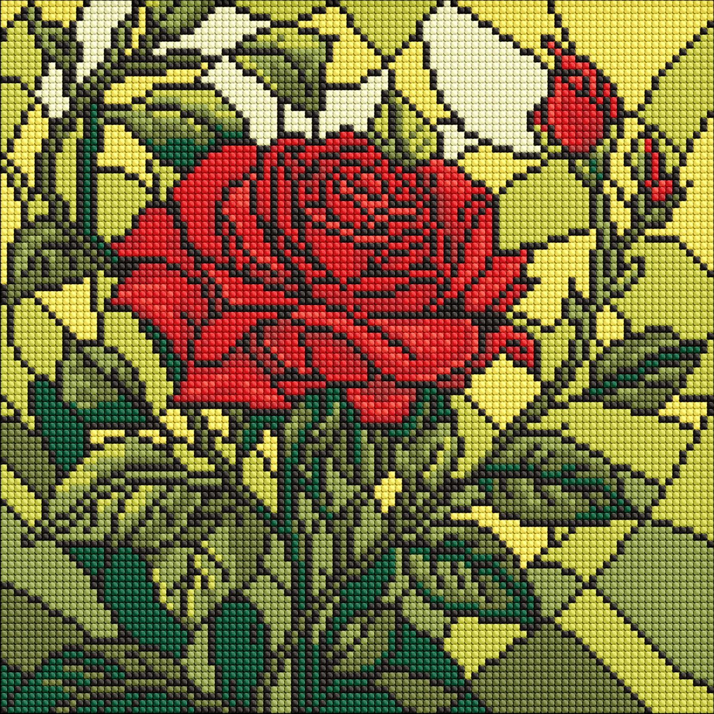 Алмазная мозаика 30×30 см Витраж. Роза