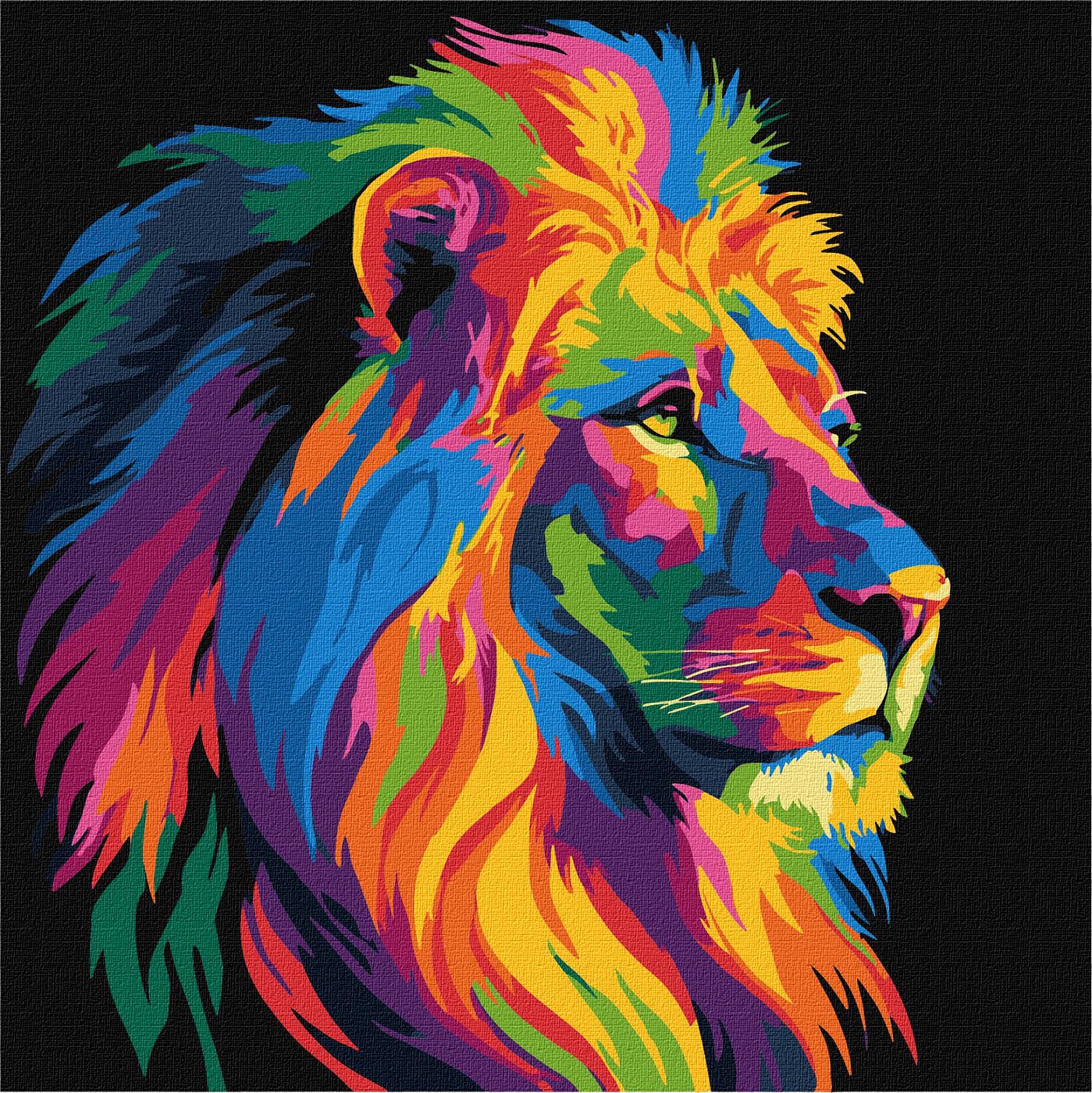 Картина за номерами 30х30 см Яскравий лев
