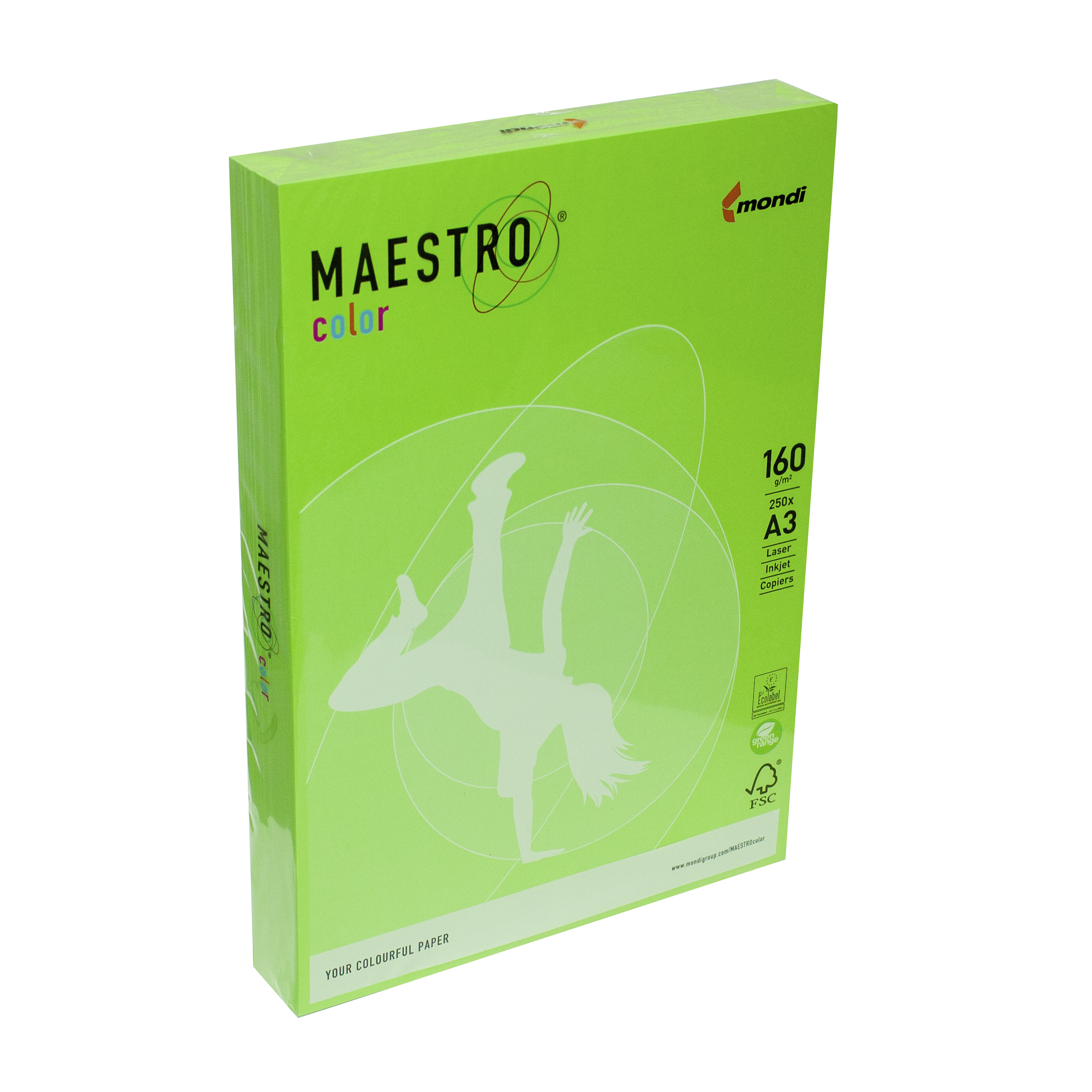 Папір кольоровий А3 Maestro Color 160 г/м2 MA42 насичений зелений 250 арк
