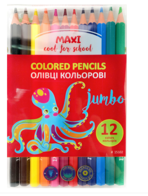 Олівці Maxі Jumbo 12 кол, пластикові