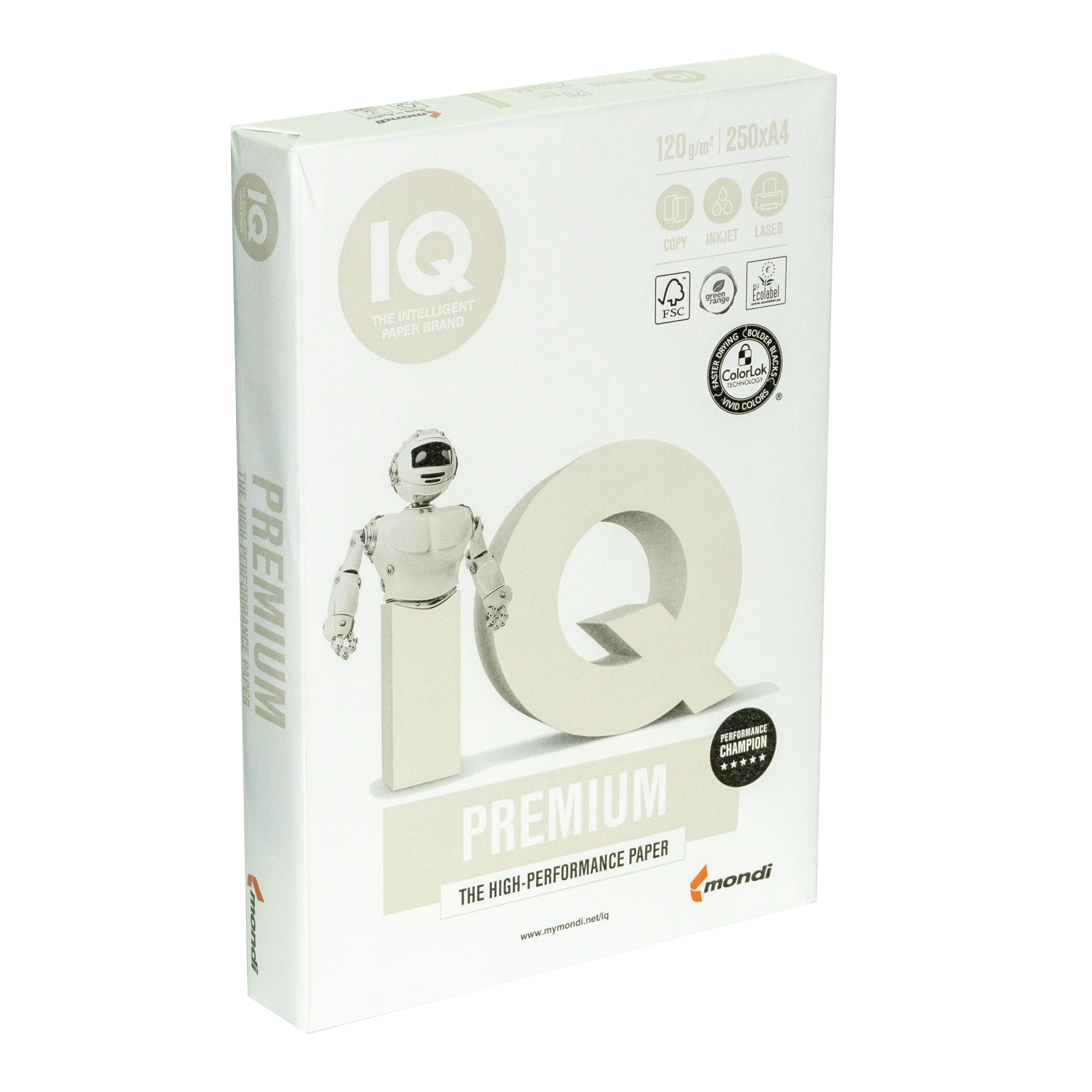 Папір для лазерного та струменевого друку А4 IQ Premium 120 г/м2 250 арк