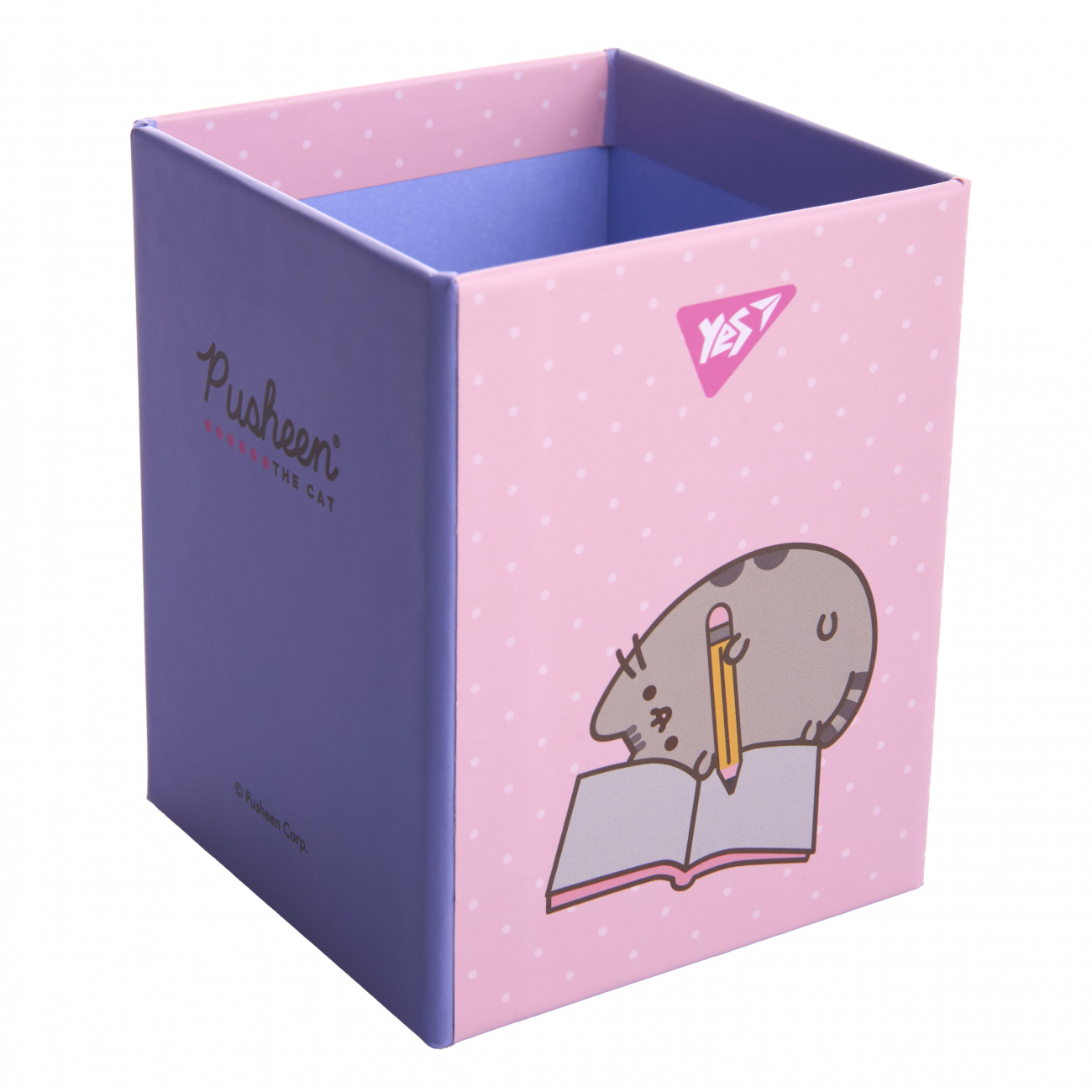 Стакан для письмового приладдя Yes "Pusheen", картон, блакитни