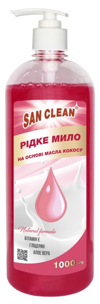 Мыло жидкое San Clean 1л., розовое, с дозатором