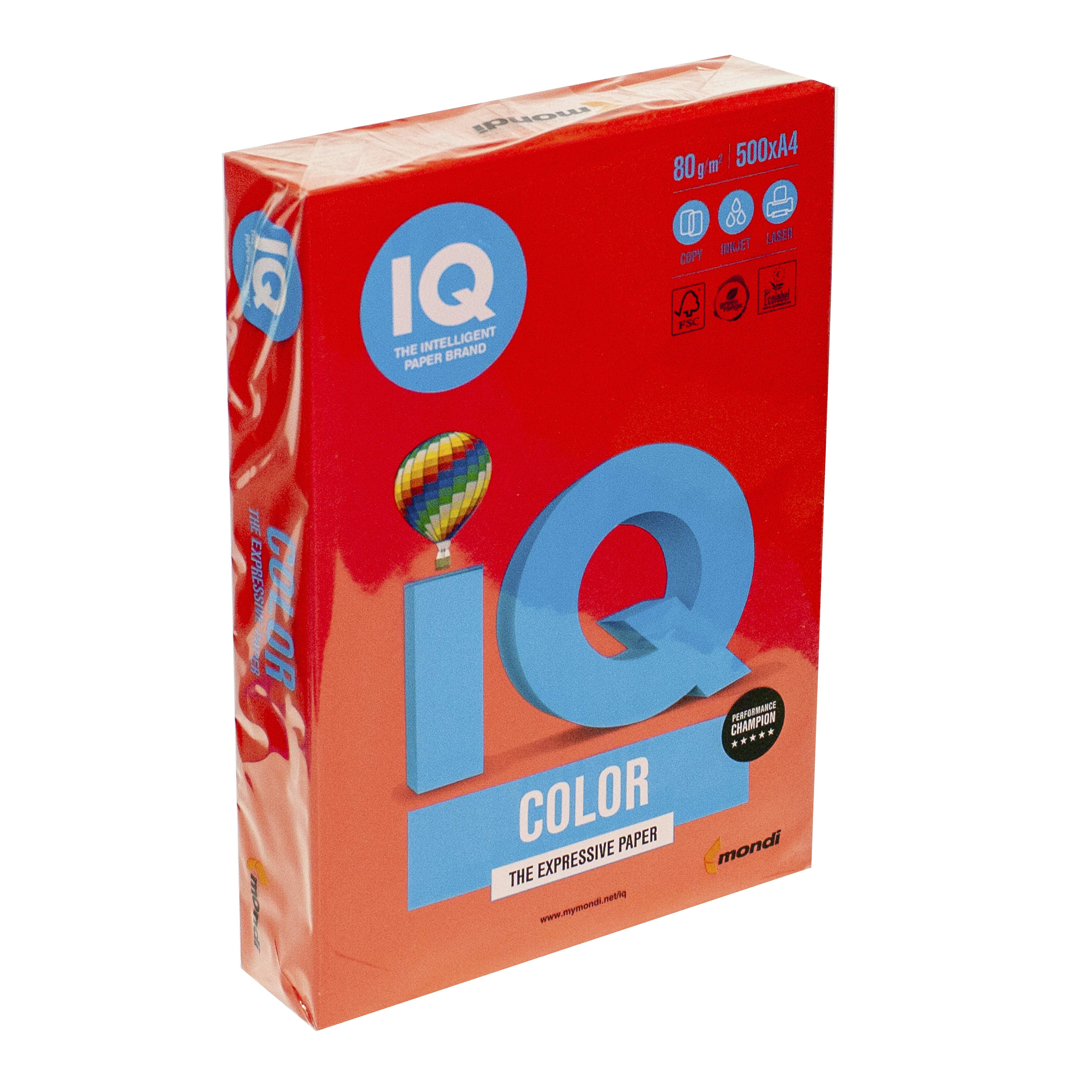 Папір кольоровий А4 IQ Color 80 г/м2 CO44 насичений коралово-червоний 500 арк