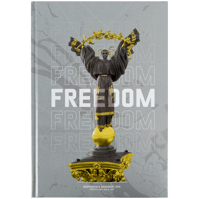 Книга записна А4 96 арк тв палітурка клітинка Freedom сіра