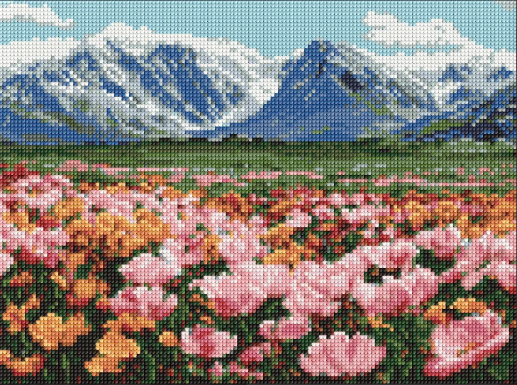 Алмазная мозаика 30×40 см Горное цветочное поле