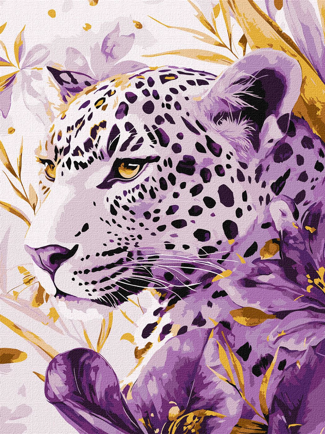 Картина за номерами 30х40 см Лілова хижачка з фарбами металiк extra