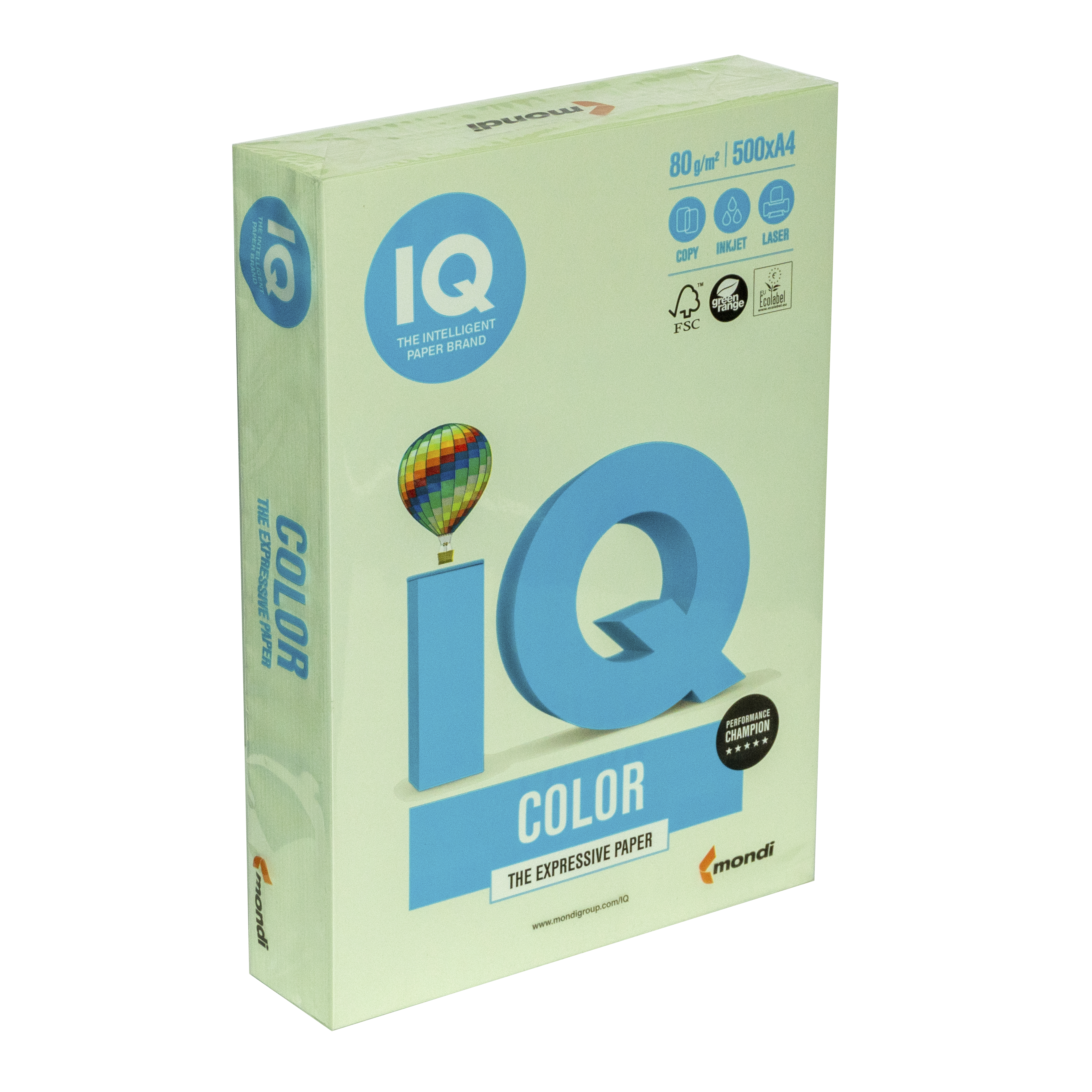 Папір кольоровий А4 IQ Color 80 г/м2 GN27 пастель світло-зелений 500 арк