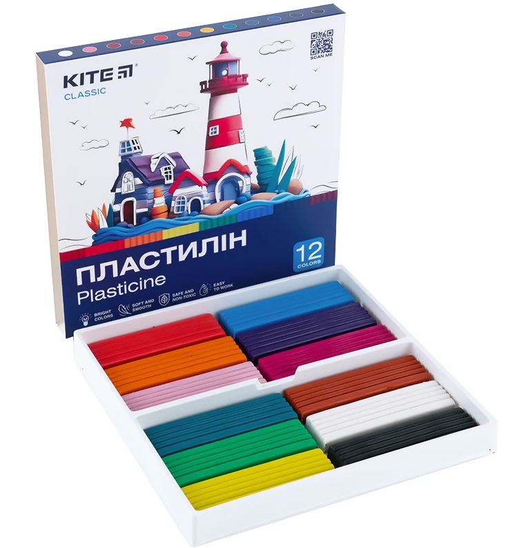 Пластилин Kite Classic 12 цв 240г