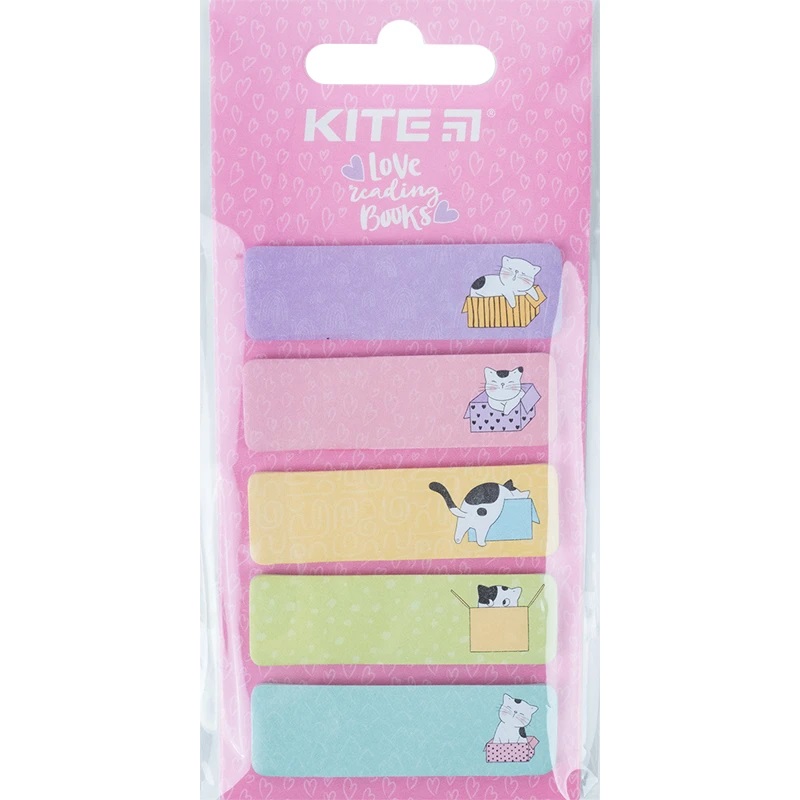 Стикеры-закладки Kite Cats 50*15*100 л бумага 5 цветов