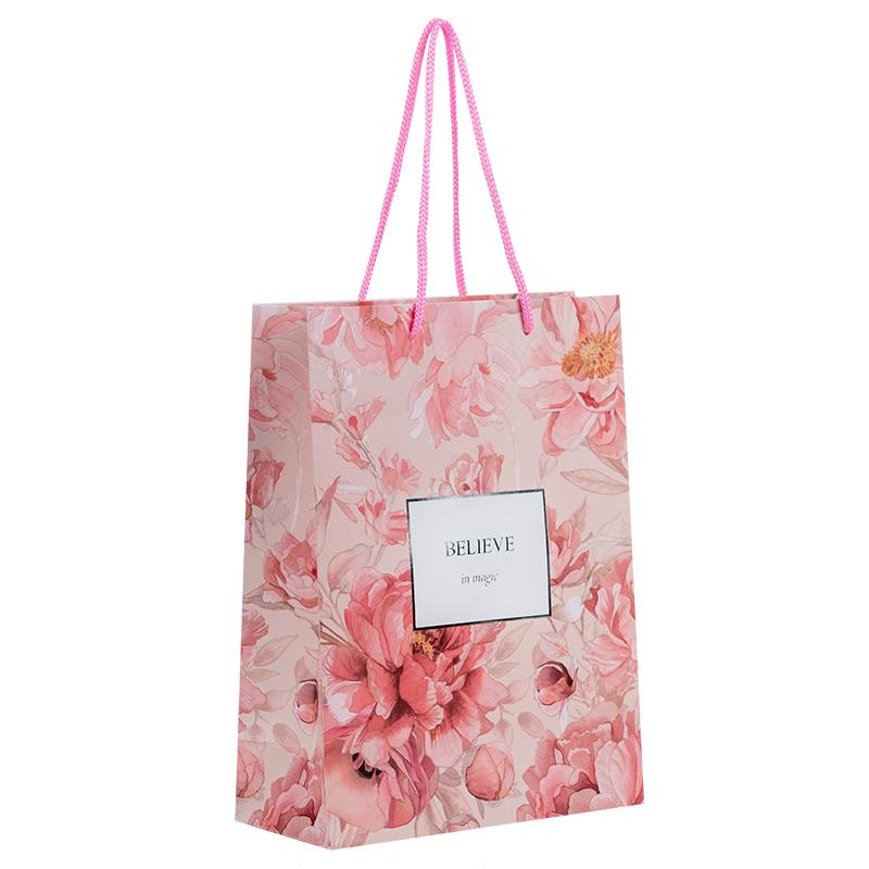 Паперовий подарунковий пакет, 18х24см, Peony Dreams