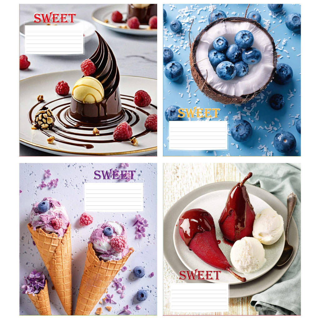 Тетрадь 18 л клетка 192 Сладости 2025 дев