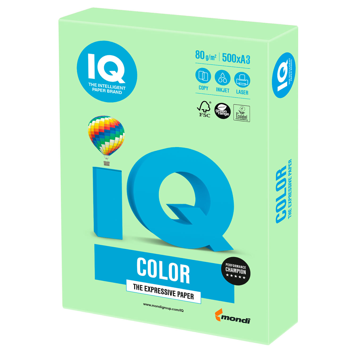 Папір кольоровий А3 IQ Color 80 г/м2 MG28 пастель зелений 500 арк